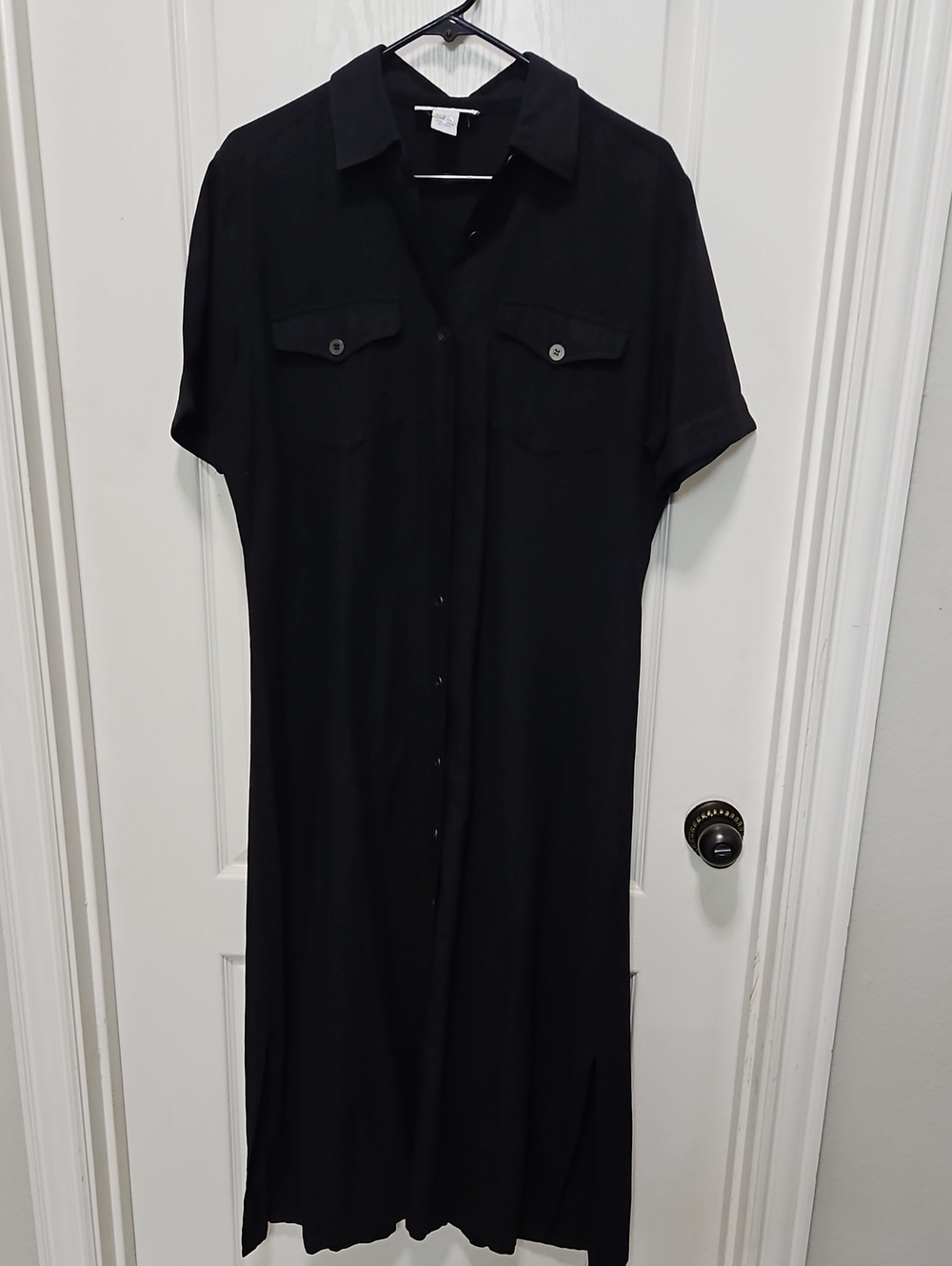 Anna And Frank Black Short Sleeve Midi Shirt Dress